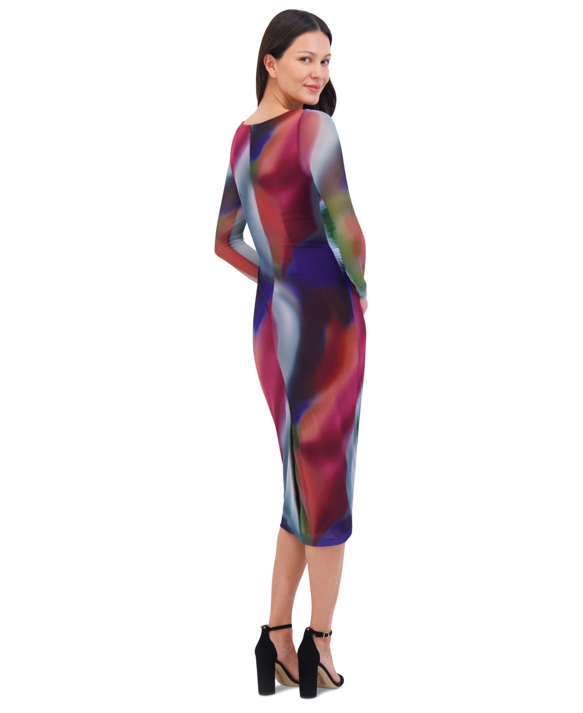 Vince Camuto Petite Swirl-Print Boat-Neck Bodycon Dress
