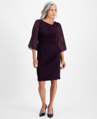Connected - Petite Cowlneck Cape-Sleeve Sheath Dress