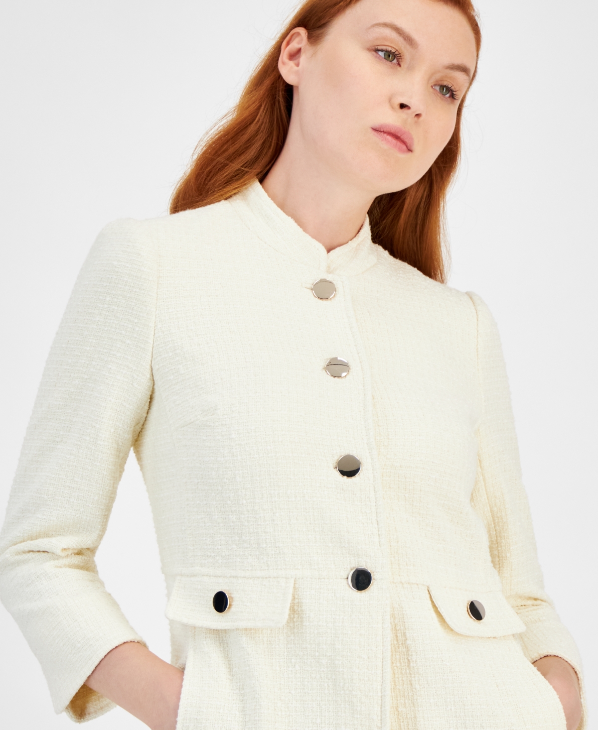 Anne Klein Women's Tweed Audrey Hepburn Topper Jacket