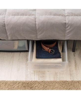 30 Qt. Stackable Storage Drawer, 2 Pack, Plastic Drawer Organizer with Clear Doors for Pantry, Bedroom, Closet, Kitchen, Under-Sink, Home and Office De-Clutter, Shoes and Crafts - Black