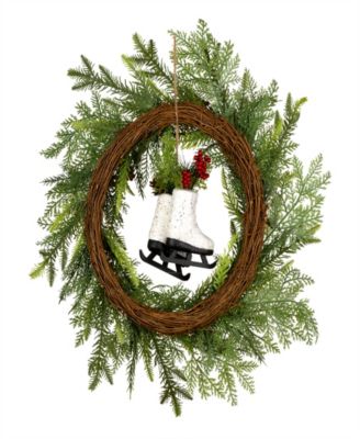 Winter Skates Wreath, 22 Inches