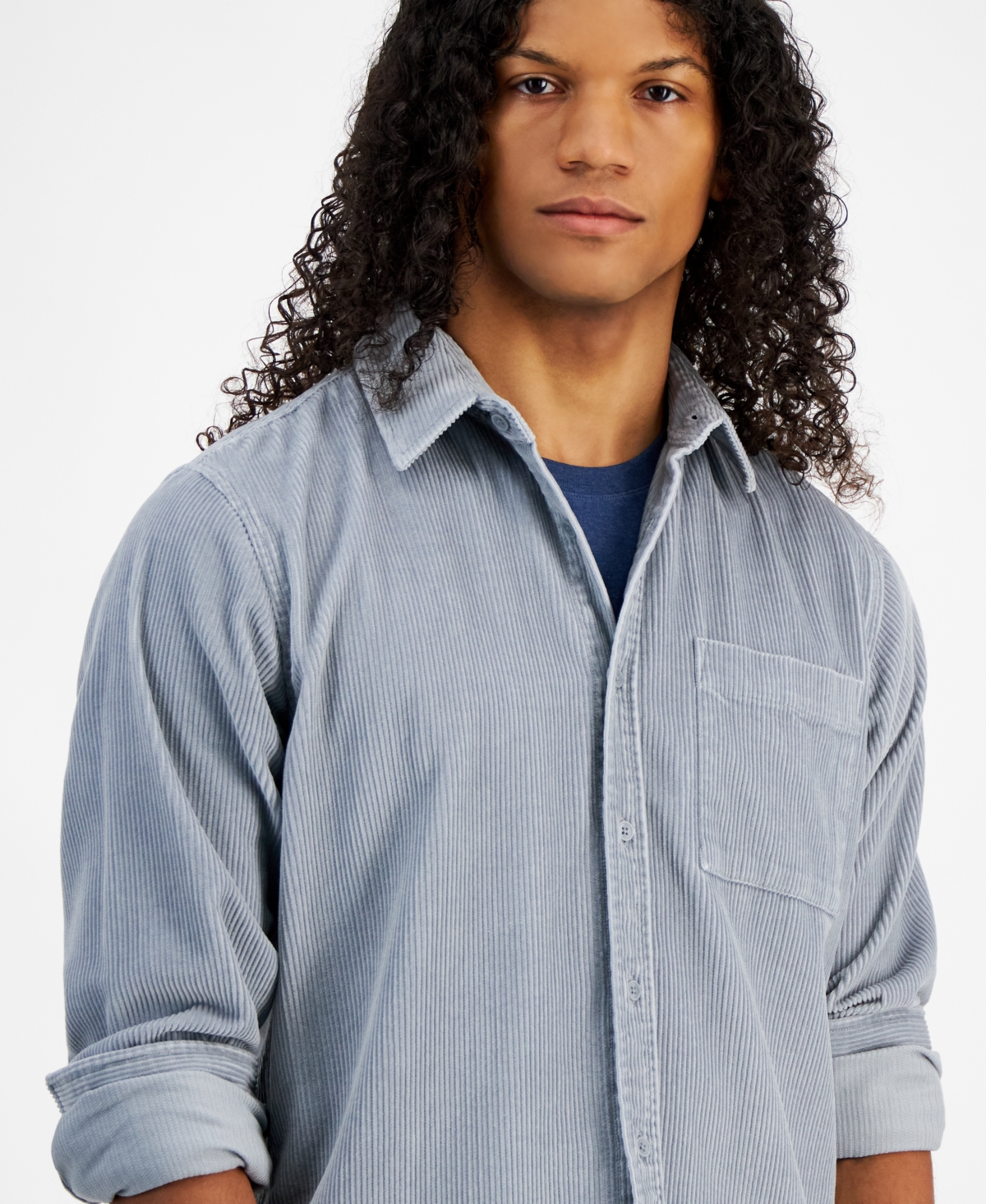 Sun + Stone Men's Long Sleeve Button-Front Corduroy Shirt, Created for Macy's
