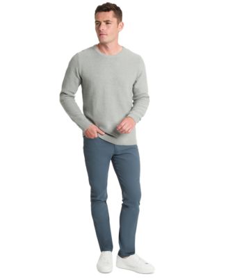 Mens Slim Fit Popcorn Crewneck Sweater Slim Tapered Fit Stretch Tech Pants