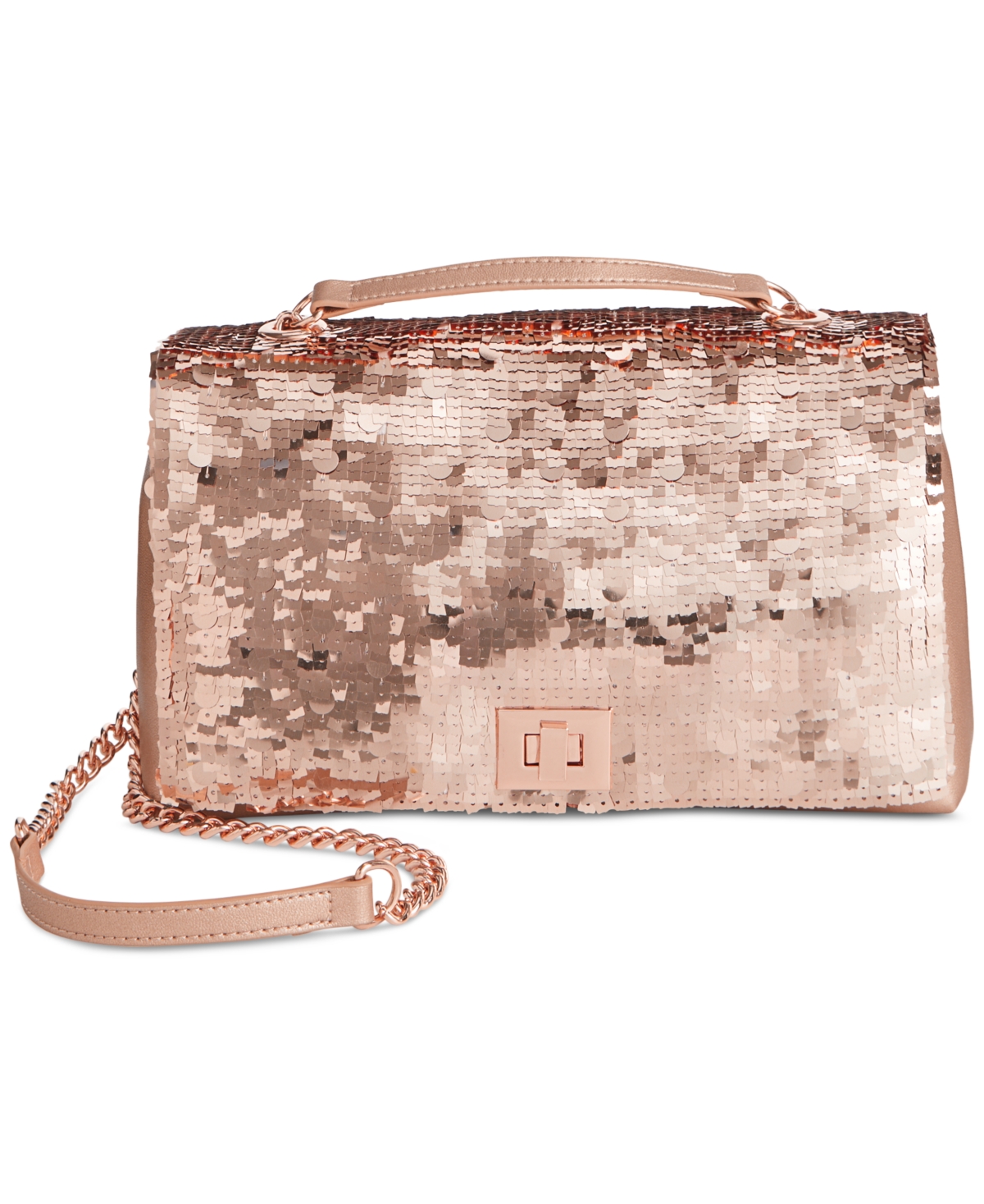 Ajae Soft Sequin Top Handle Bag Created For Macy s In Rose Gold