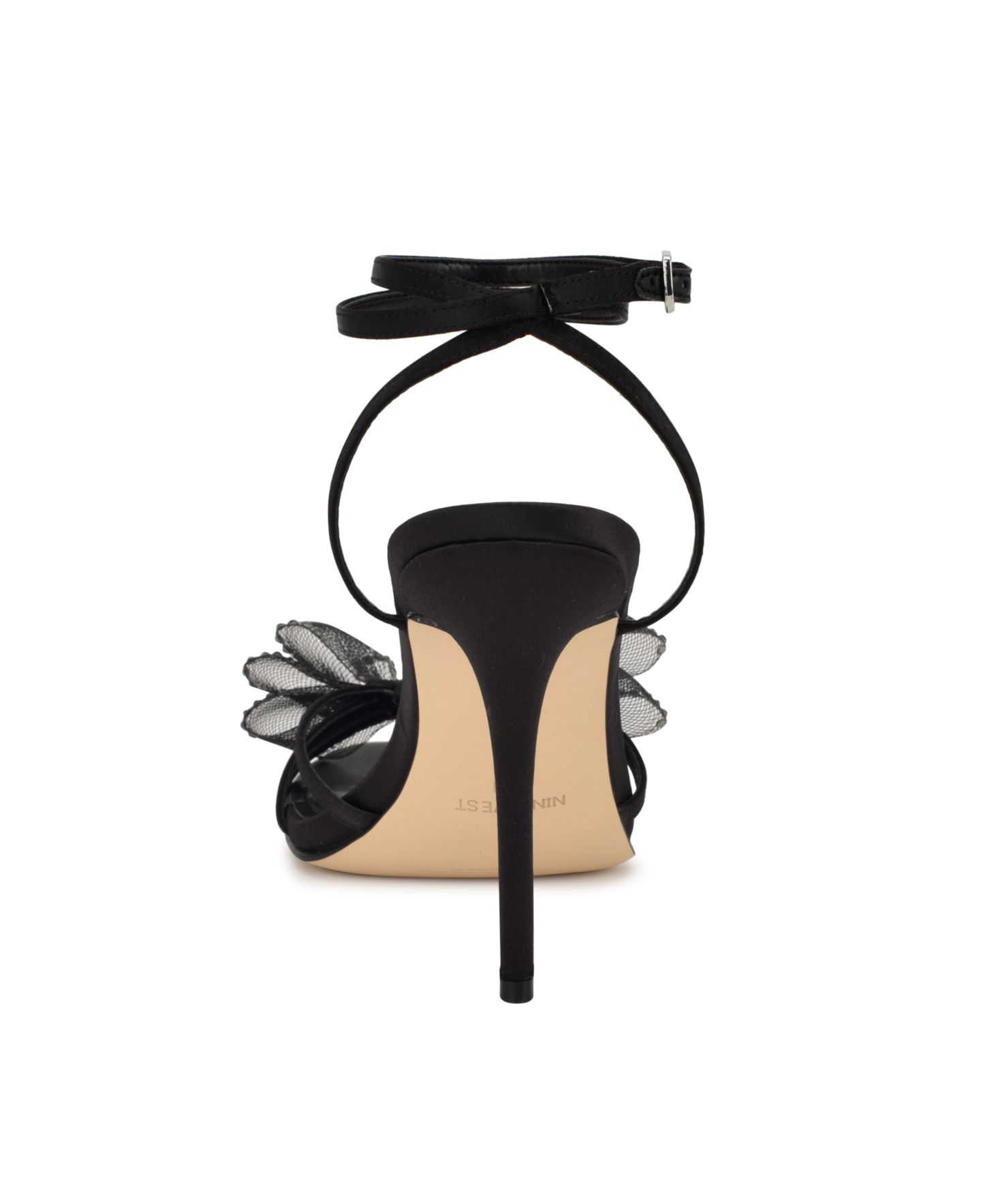 Женские сандалии Nine West Minky Stiletto Heel Strappy Dress Sandals, цвет: Чёрный атласный — фото 3