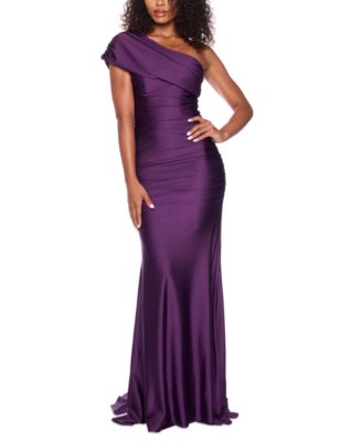 B Darlin Juniors One Shoulder Draped Floor Sweeping Gown Macy s