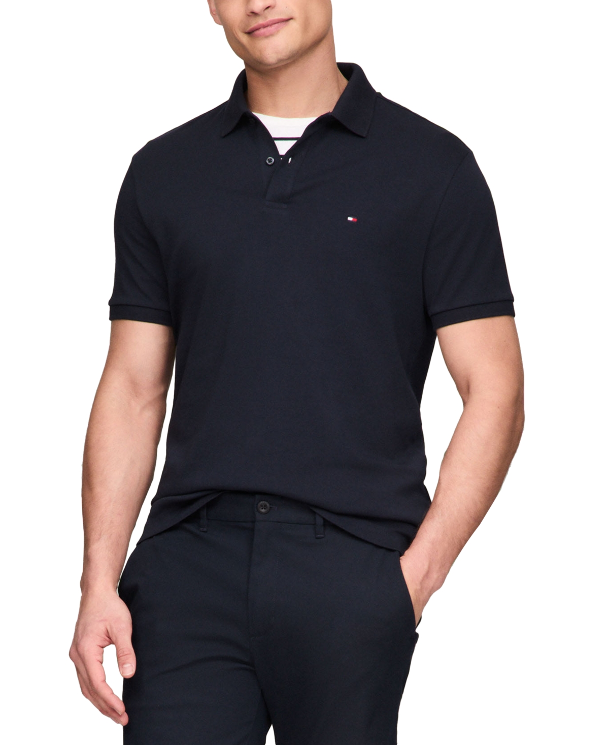 Tommy Hilfiger Regular Fit Performance Pique Polo In Desert Sky