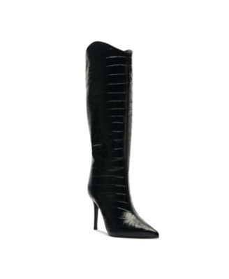 Women's Maryana Crocodile Embossed Wide Leg Knee High Stiletto Leather Boots