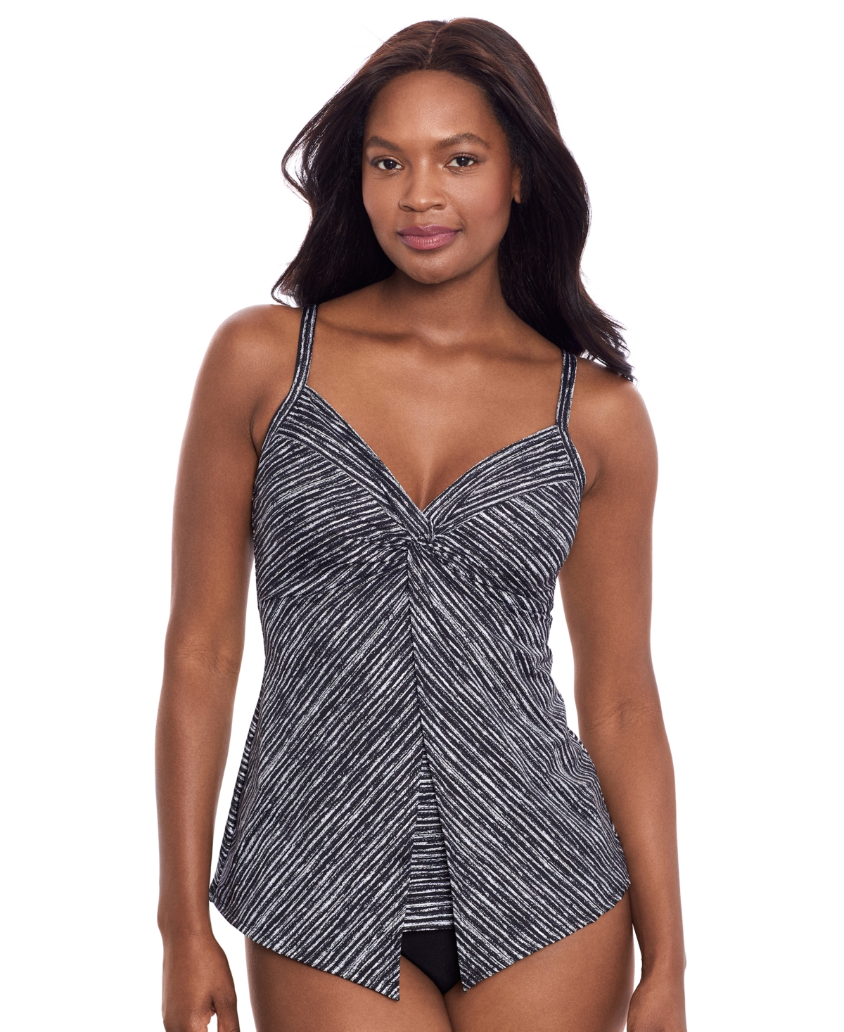 Women's Selenite Love Knot Printed Tankini Top - Black/white