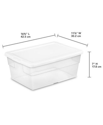 16 Quart Stacking Storage Box Container Tub with Lid, Clear (12 Pack)