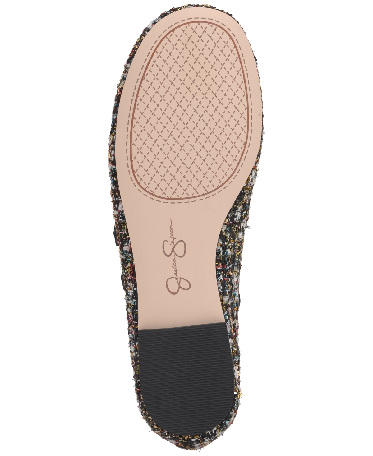 Jessica Simpson Allista Mary Jane Flat In Black Sparkle Tweed Multi
