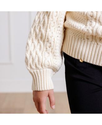 Girls Long Sleeve Cable Knit Fisherman Sweater