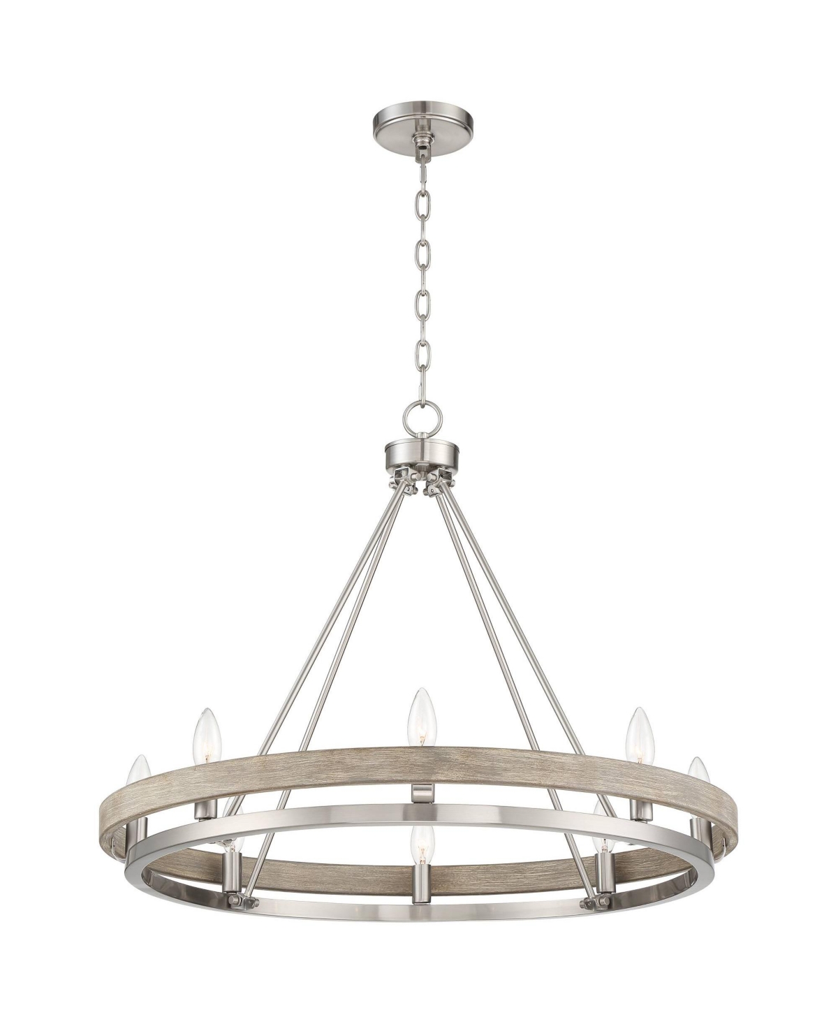 Possini Euro Design Lora Brushed Nickel Graywood Wagon Wheel Chandelier Lighting 29 1/4