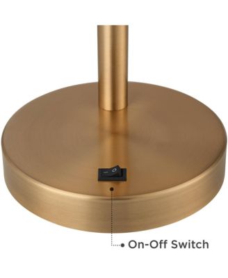 Industrial Modern Desk Lamp with USB and AC Power Outlet 23.5" High Antique Brass Metal for Living Room Bedroom House Bedside