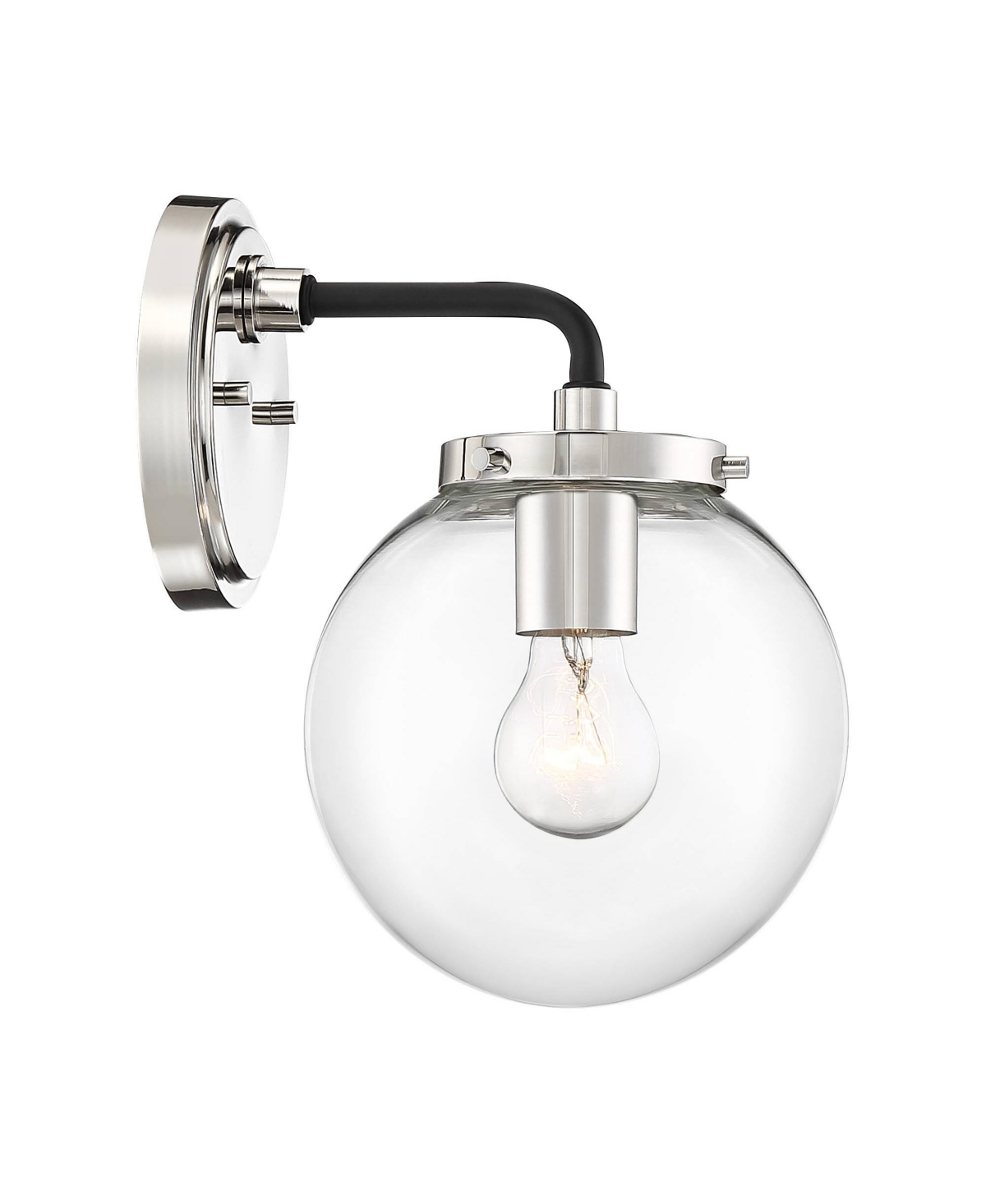 Possini Euro Design Fairling Mid Century Modern Wall Light Sconce Polished Nickel Hardwired 7 1/2