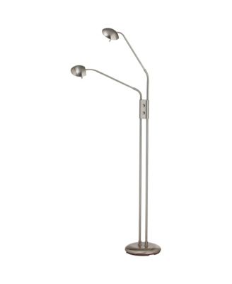 Casper Traditional Pharmacy Floor Lamp 63" Tall Brushed Nickel 2-Light LED Adjustable Arm Swivel Head for Living Room Bedroom