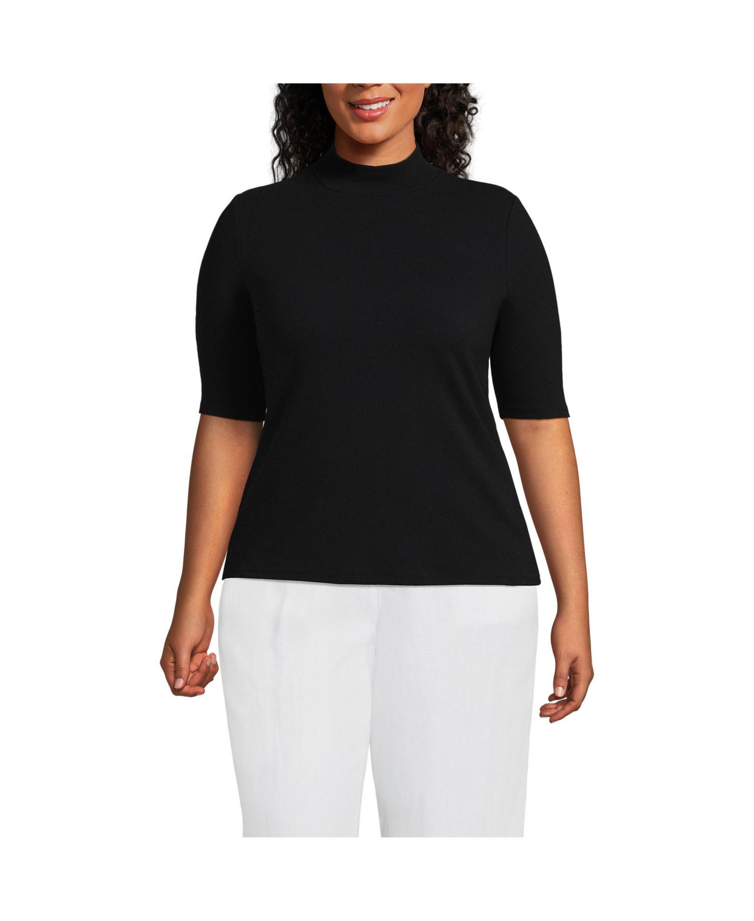 Plus Size Wide Rib Mock Turtleneck