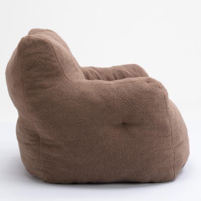 Soft Tufted Foam Bean Bag Chair With Teddy Fabric