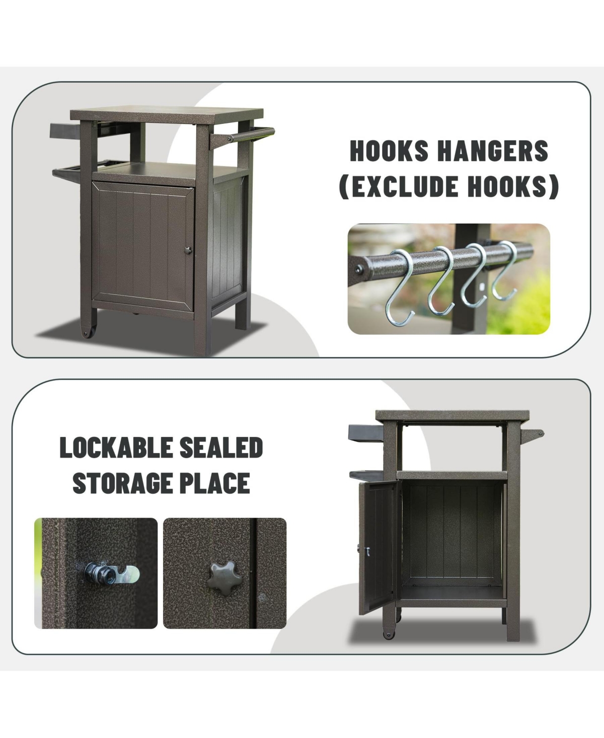 Streamdale Furniture Versatile Grill Cart Premium Metal, Ample Storage, Mobile Workspace