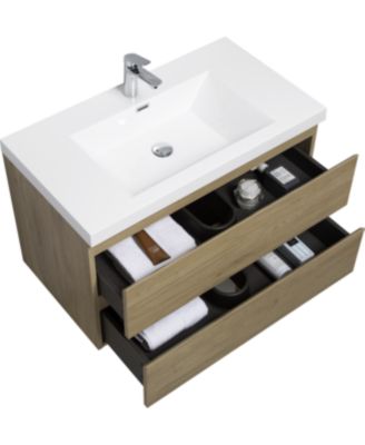 Streamdale Floating Vanity with Resin Sink in Oak