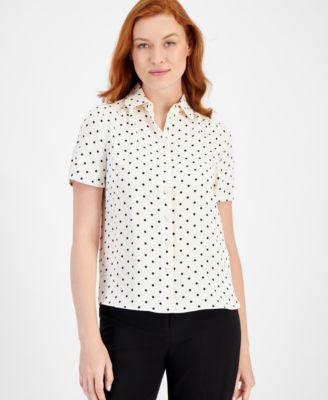 Anne Klein - Cap-Sleeve Button Blouse