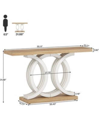 55-Inch Wooden Console Table with Unique Base – Farmhouse Entryway Table