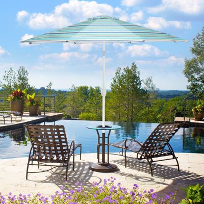 9FT Outdoor Patio Market Umbrella Aluminum Frame with Push Button Tilt Crank and 8 Steel Ribs, UV Protection Waterproof, for Garden Deck Backyard and Pool.