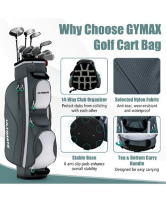 14 Dividers Golf Cart Bag with 7 Zippered Pocket