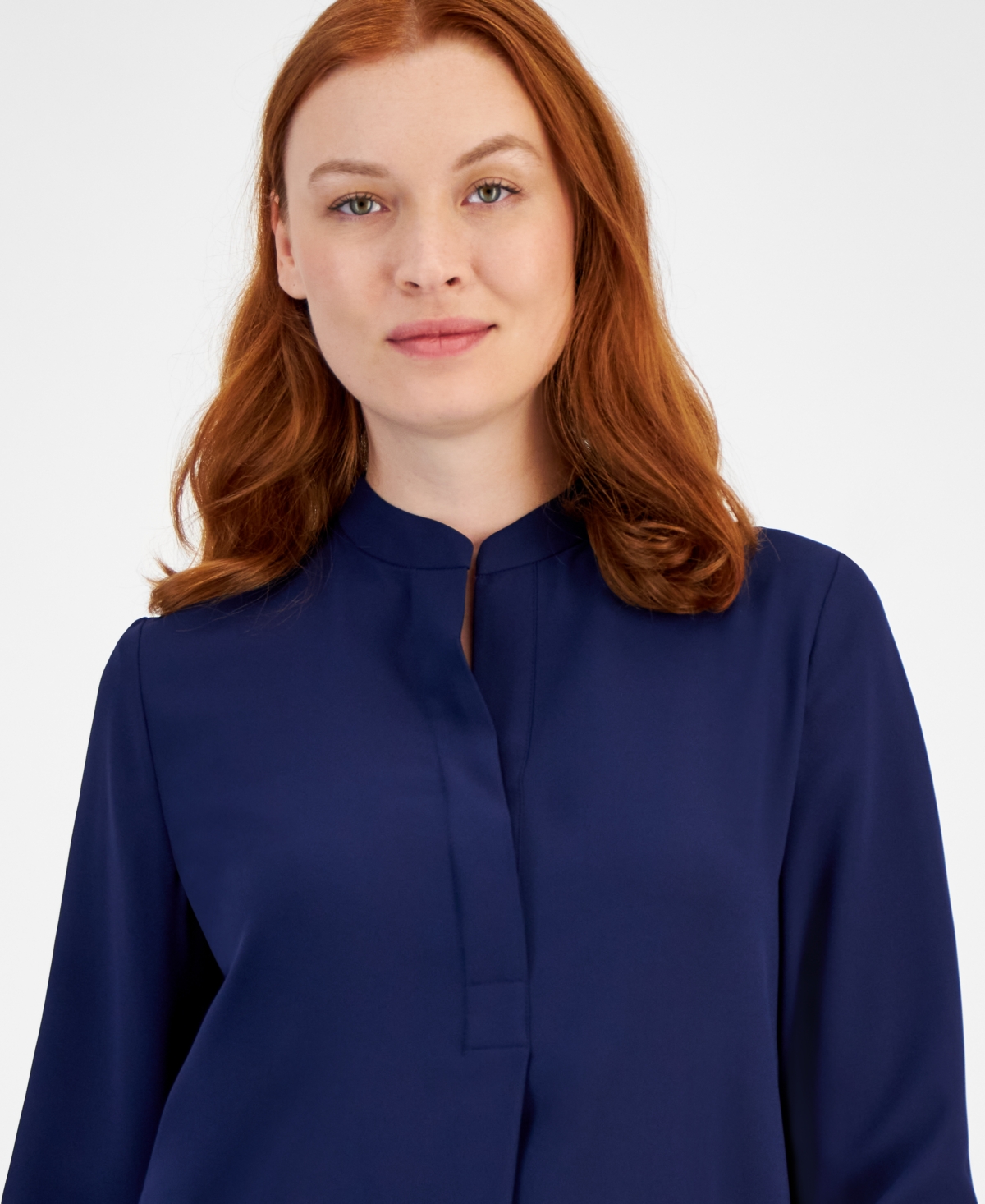 Anne Klein Women's Split-Neck Long-Sleeve Nehru Tunic