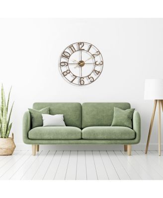 Large Wall Clock for Living Room Decor - Numeral Wall Clock for Kitchen - 24 inch Wall Clock Decorative (Gold)