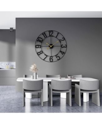 Large Wall Clock for Living Room Decor - Numeral Wall Clock for Kitchen - 24 inch Wall Clock Decorative (Gold)