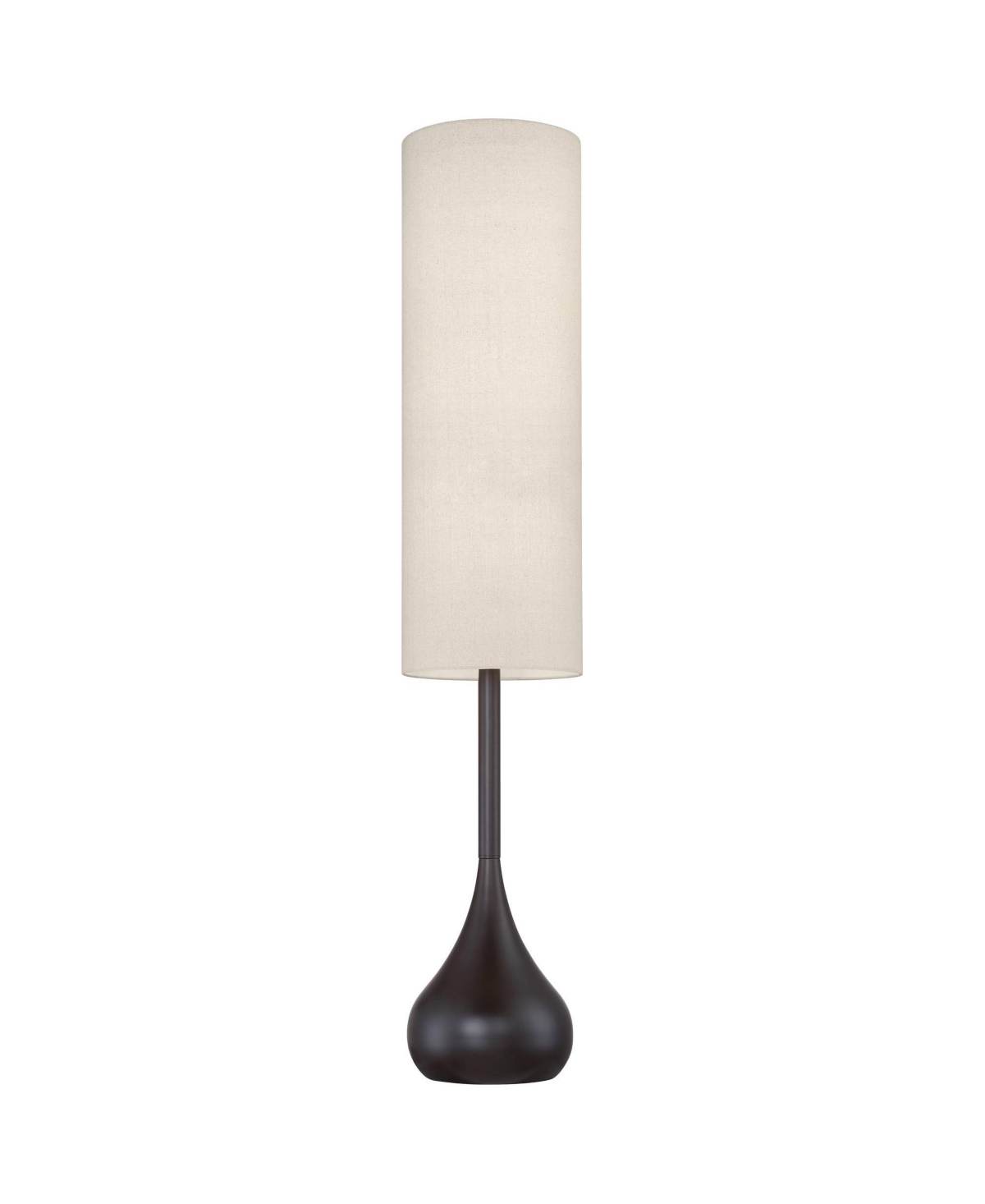 Possini Euro Design Mid Century Modern Retro Floor Lamp Standing Tall Dark Bronze Metal Droplet Off-White Cotton Cylinder Shade Decor for Living R
