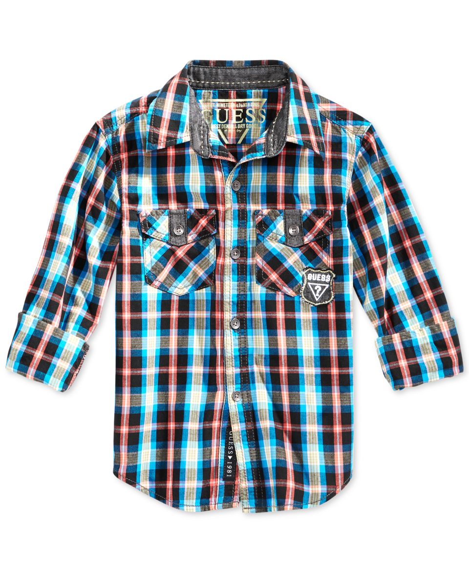 Guess Little Boys Road Warrior Plaid Shirt   Shirts & Tees   Kids