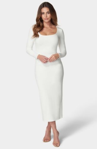 long sleeve midi silk dress WOMENS SILKY MIDI DRESS main image 0