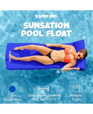 Sunsation 1.75" Thick Foam Lounger Raft Pool Float, Indigo Blue
