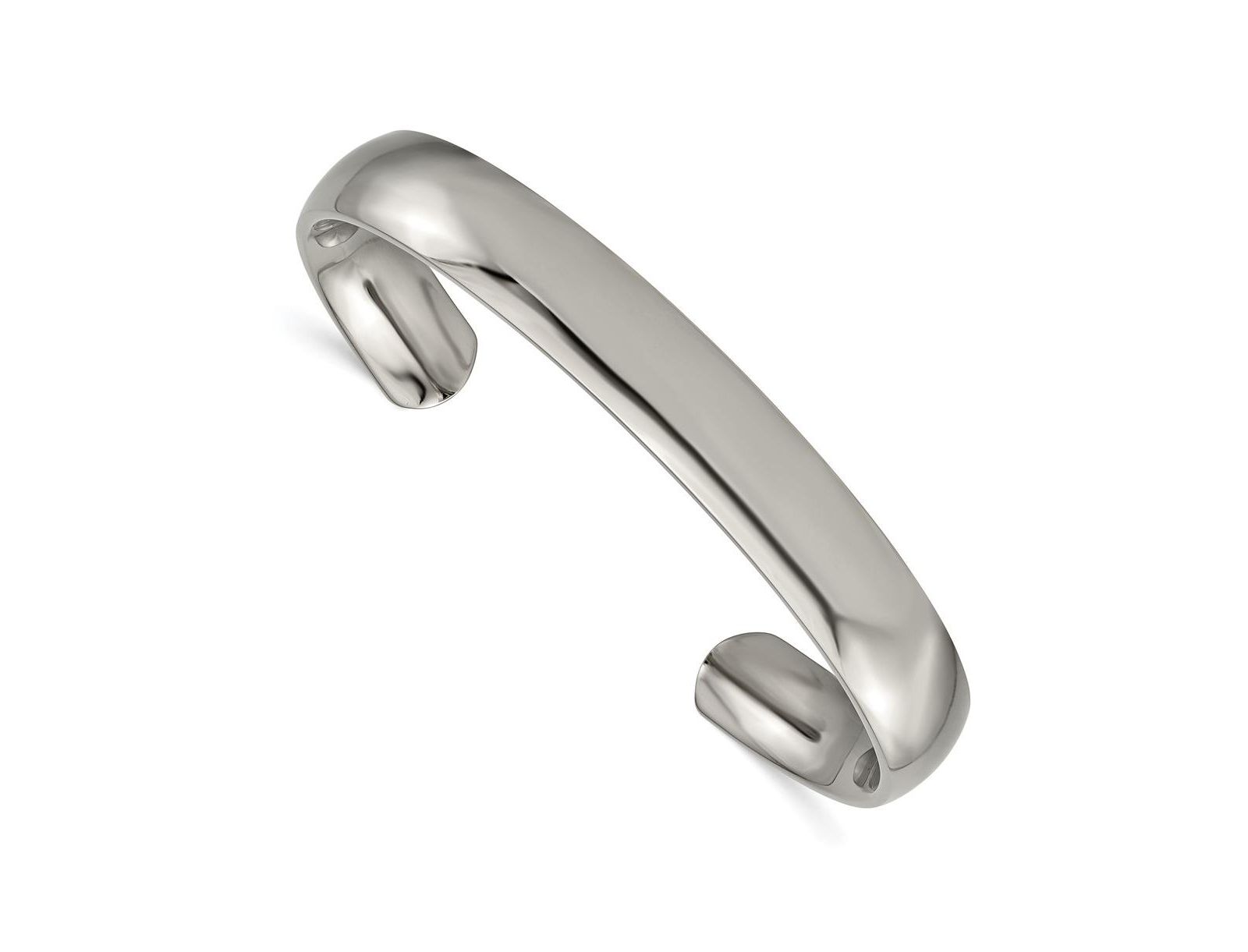 Polished silver-tone open cuff with rounded ends