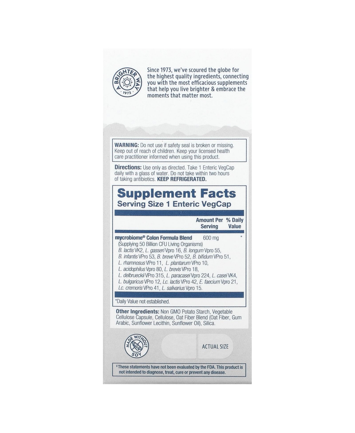 Solaray Mycrobiome Probiotic Colon Formula 50 Billion