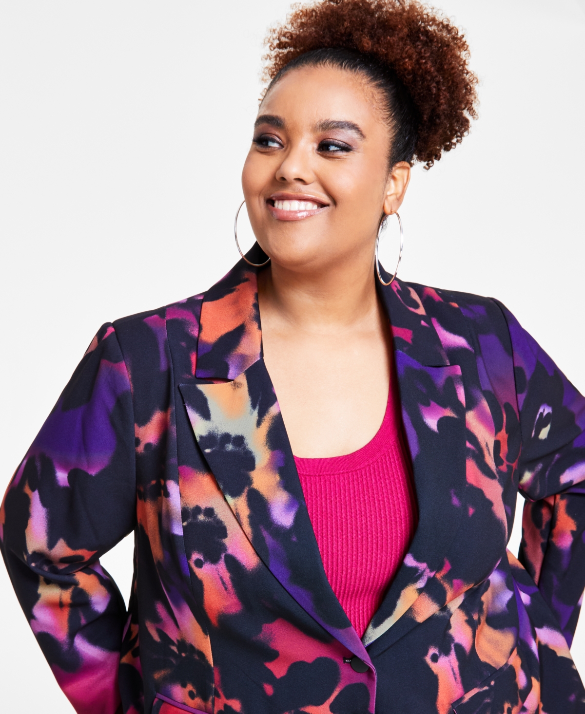 NINA PARKER TRENDY PLUS SIZE PRINTED BLAZER 