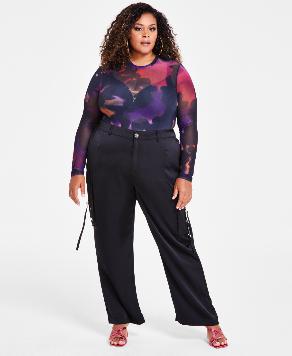 Trendy Plus Size Straight-Leg Cargo Pants - Sangria