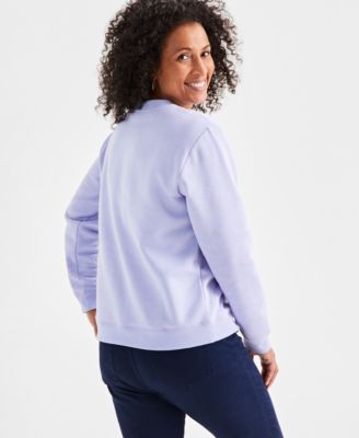 Petite Crewneck Long-Sleeve Fleece Sweatshirt