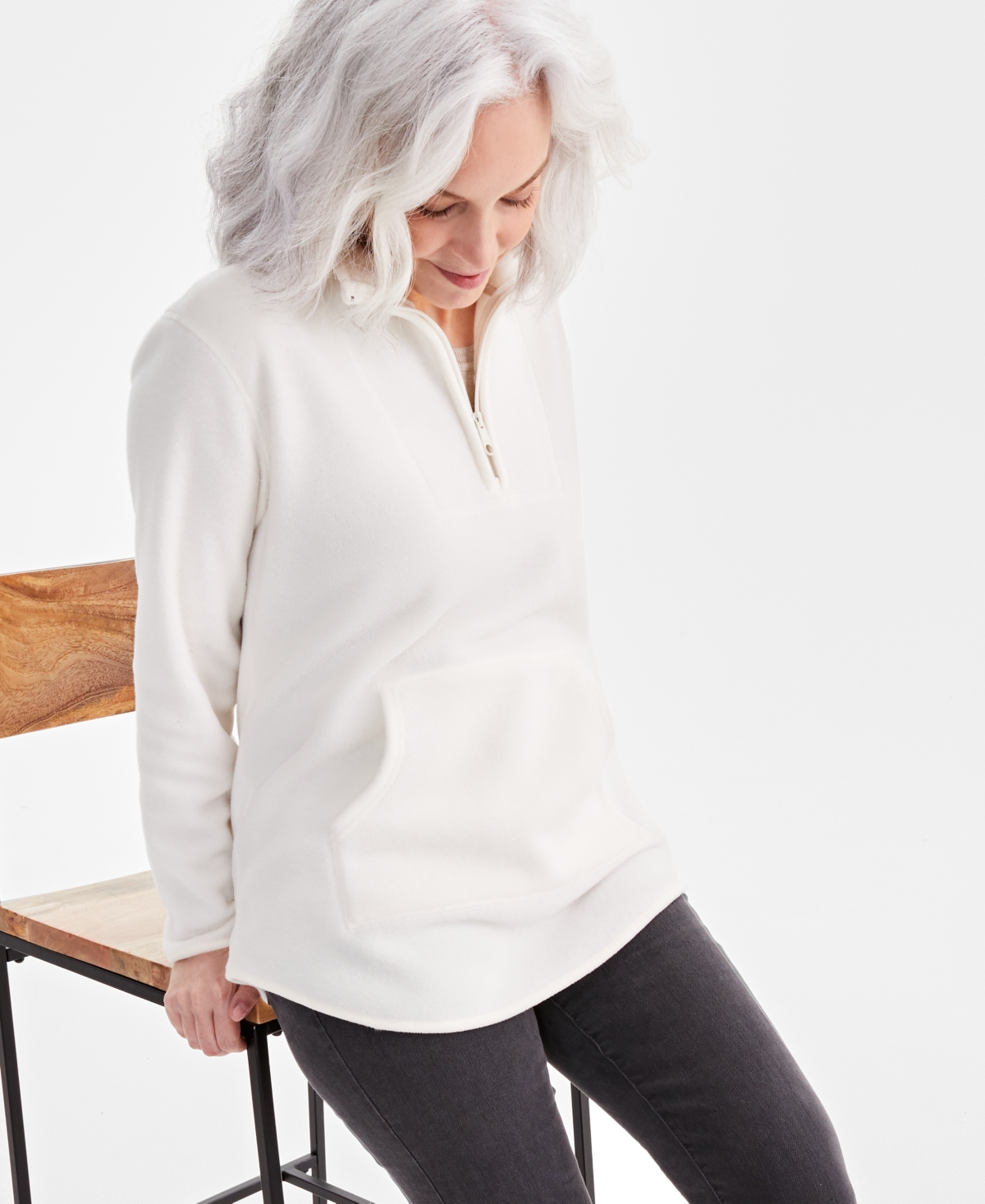 Style & Co Petite Quarter-Zip Polar Fleece Top, Created for Macy's