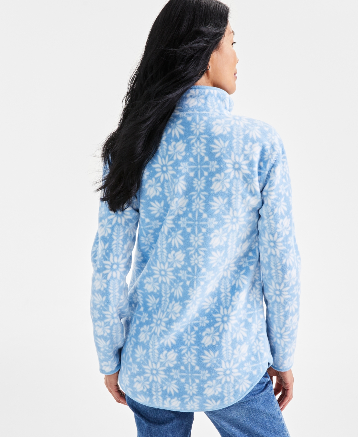 Style & Co Women's Printed Quarter Zip Polar Fleece, Created for Macy's