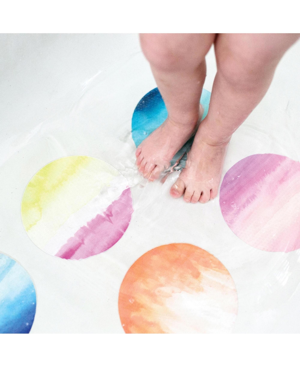 Puj Toddler Bath Treads, 6 piece Grippy Non-slip Adhesive Safety Treads ,- Watercolor