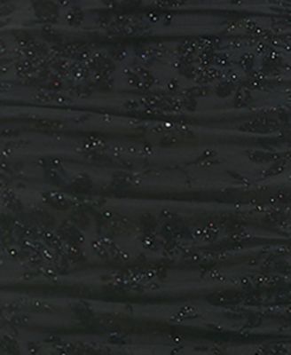 City Studios Juniors' Flocked Glitter Mesh Ruched Corset Gown