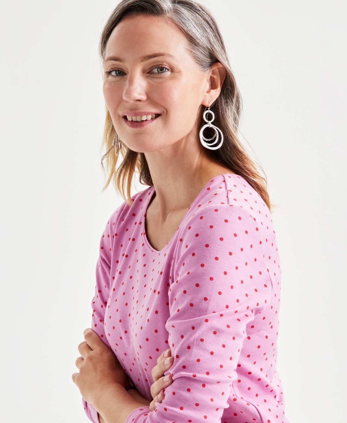Style & Co Women's Printed Scoop-Neck Long-Sleeve Top, Created for Macy's