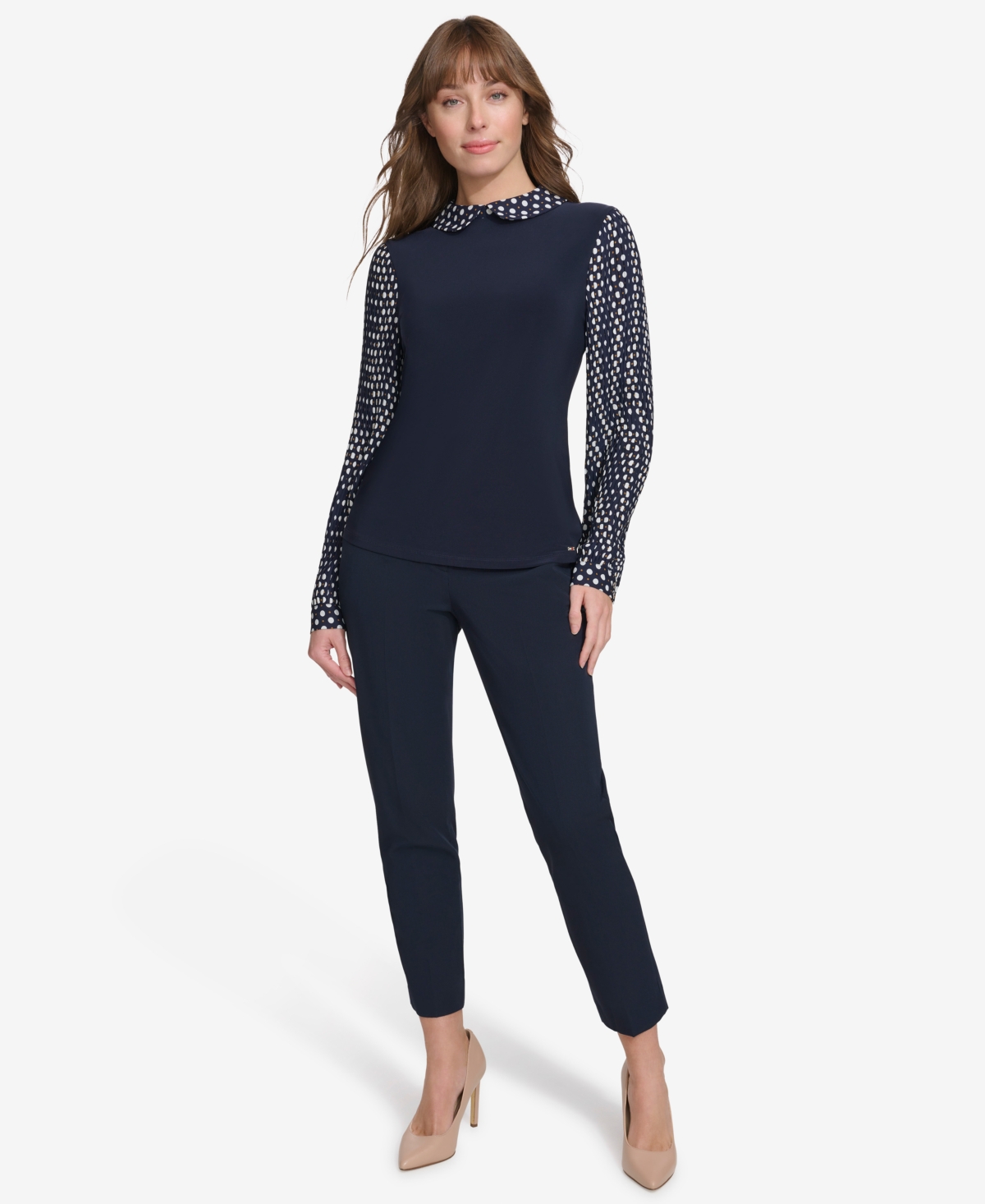 Tommy Hilfiger Women's Collared Pleated-Sleeve Top -toba