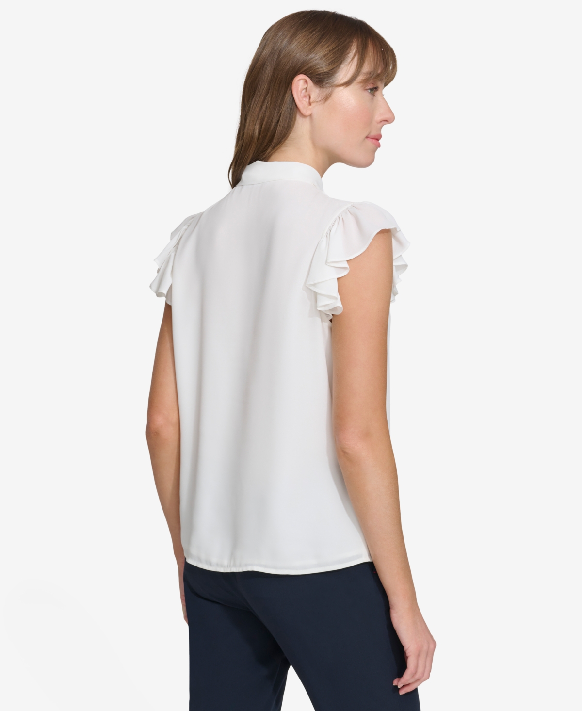 Tommy Hilfiger Women's Flutter-Sleeve Tie-Neck Blouse
