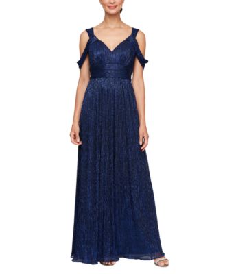 cold shoulder evening dress A-Line Cold Shoulder Red Long Prom Dress with Split PG616 US16 / Light Blue