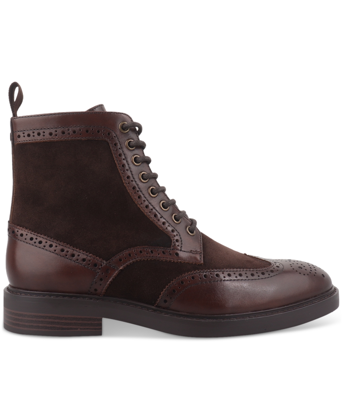 Bar Iii Men's Dabneyy Leather Wingtip Boot, Created For Macy's In Brown Leather,suede