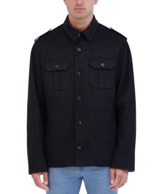Men's Faux Suede Utility Overshirt Jacket 